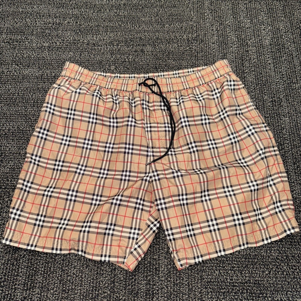 Burberry Archive Beige Check Swim Shorts Mens XL Drawstring Mesh Lined